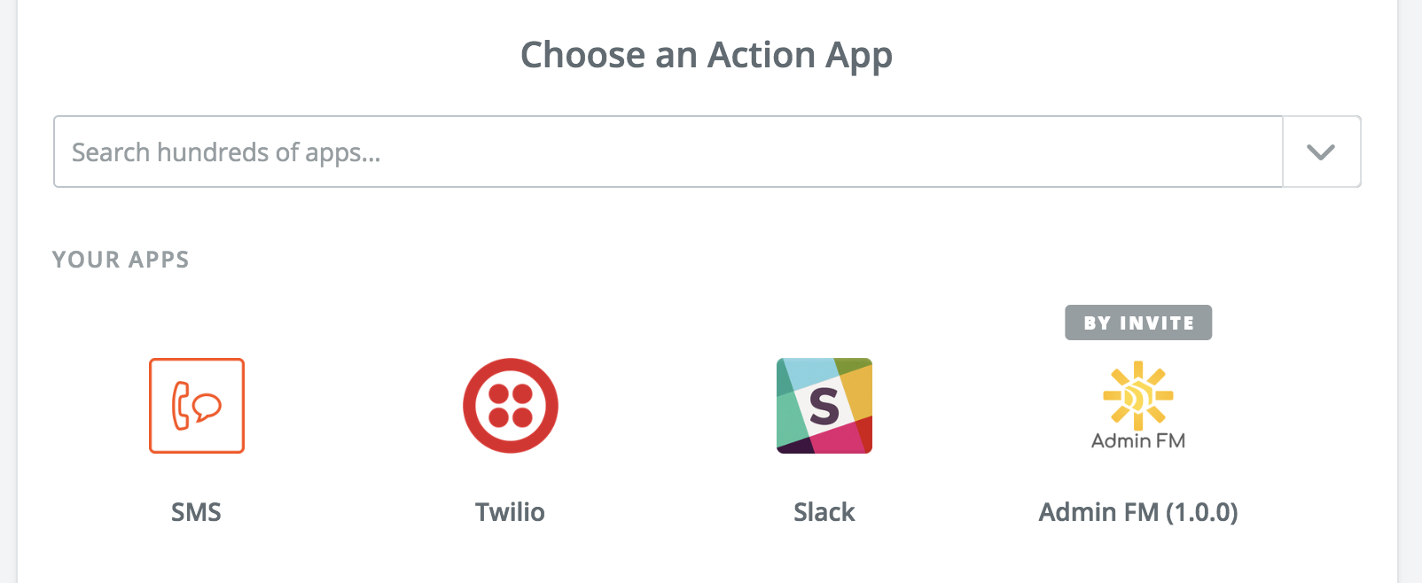 Choose an Action App in Zapier